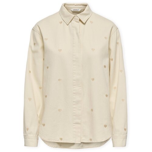 Only Srajce & Bluze Vera Heart Shirt - Ecru Bež Cene
