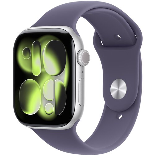 Apple Watch Series 11&nbsp;GPS&nbsp;42mm&nbsp;Silver Aluminium Case with Purple Fog Sport Band - S/M, (5000011436) Cene
