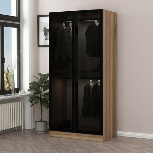 Woody Fashion Ormar Kale Glass Dark Grey1 90x210x52cm Tamnosivi Cene