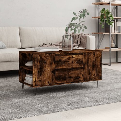 vidaXL Klubska mizica dimljeni hrast 102x44,5x50 cm inženirski les Cene