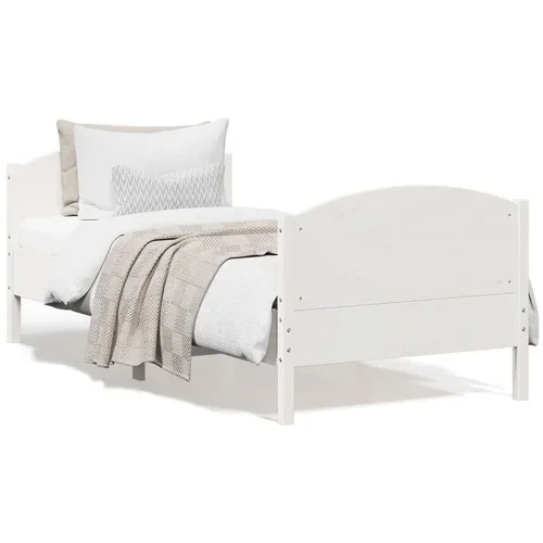  Okvir za krevet s uzglavljem bijeli 90x200 cm masivna borovina