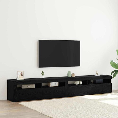 Set TV komoda S LED lampica 3 pcs Crni hrast 240 x 35 x 40 cm Cene