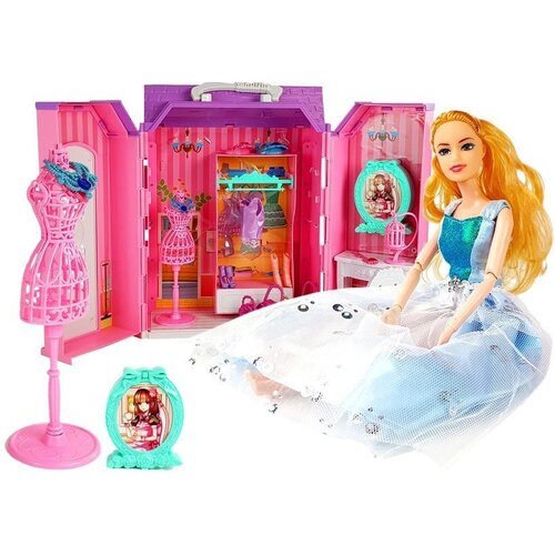 Lean_Toys Lutka 26cm z garderobno omaro in dodatki, (20379097) Slike