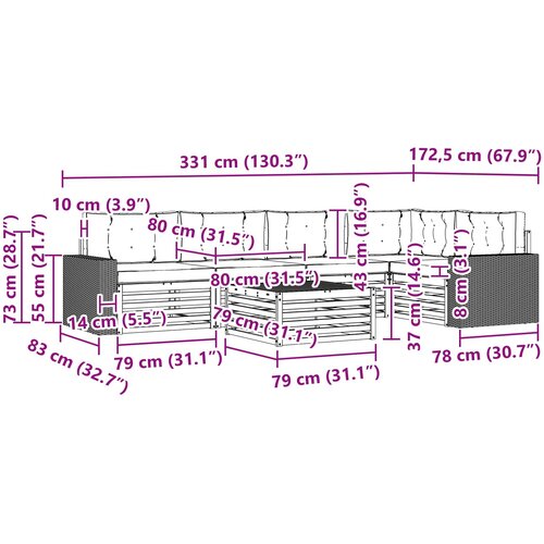  Set vanjskih sofa 6 kom. Prirodna i antracit Poliester Slike