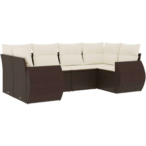 VidaXL 6-dijelni set vrtnih sofa od poliratana s jastucima smeđi Slike