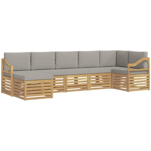  Set vanjskih sofa 7 kom. Bijela i svjetlosiva 304 x 126,5 x 73 cm Slike