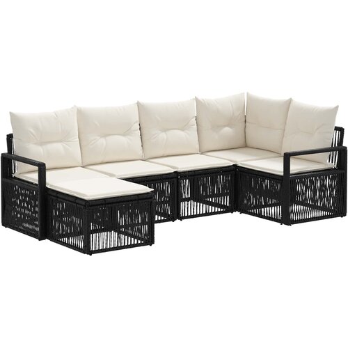 vidaXL Vrtna sedežna garnitura 6 pcs Črna poli ratan, (5000269772) Cene