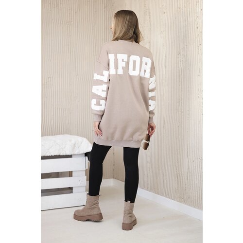 Kesi Insulated sweatshirt with California inscription dark beige Cene
