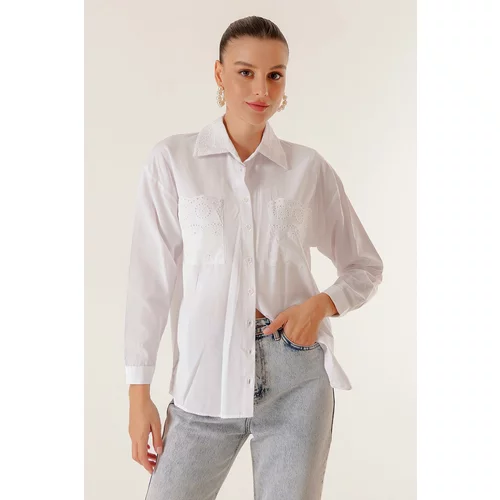 By Saygı Shirt with Scalloped Collar And Pockets