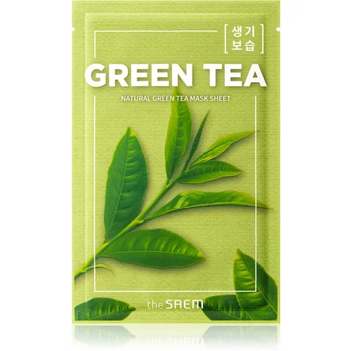 The Saem Natural Mask Sheet Green Tea maska iz platna z vlažilnim in pomirjajočim učinkom 21 ml