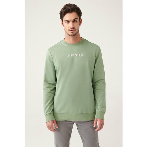 Avva Aqua Green Crew Neck Printed Cotton Regular Fit Sweatshirt. Slike