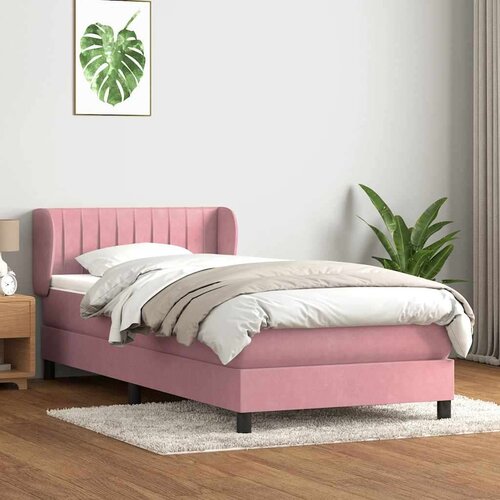 Box spring postelja z vzmetnico roza 90x210 cm žamet, (21790876) Cene