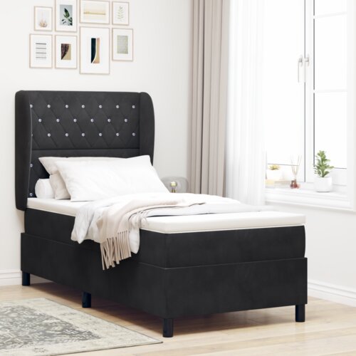 Box Spring Krevet s Madracem Crni 90x190 cm Baršun Cijene