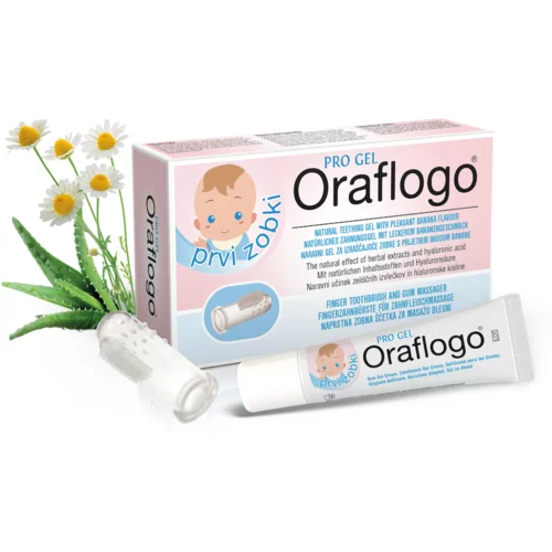 Medicinalis Oraflogo Pro Gel Prvi zobki, gel + naprstna ščetka