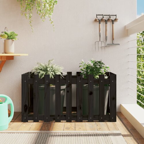 VidaXL Povi&amp;scaron;ena vrtna gredica crna 100x50x50 cm masivna borovina Slike
