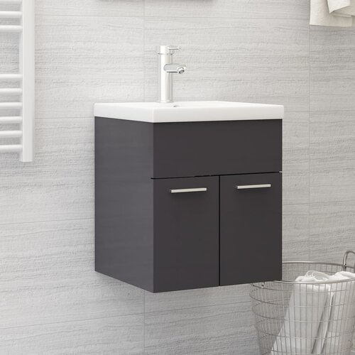 vidaXL Omarica za umivalnik visok sijaj siva 41x38,5x46 cm iverna pl., (20676853) Cene
