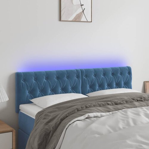 vidaXL LED posteljno vzglavje temno modro 144x7x78/88 cm žamet Cene