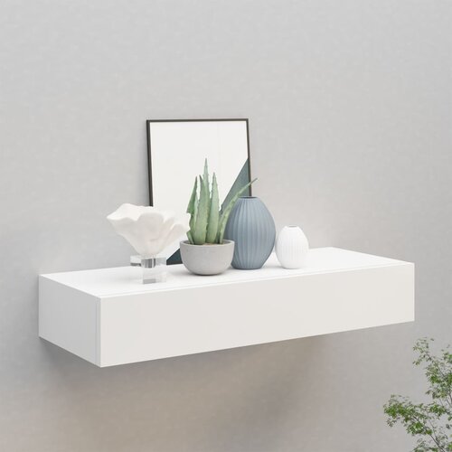  Polica s ladicom bijela 60 x 23,5 x 10 cm MDF Slike