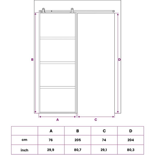  Klizna vrata 76 x 205 cm Kaljeno Staklo i Aluminij Slike