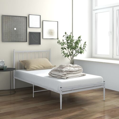 The Living Store Posteljni okvir bel kovinski 100x200 cm - Posteljni Okvir, (21526255) Slike