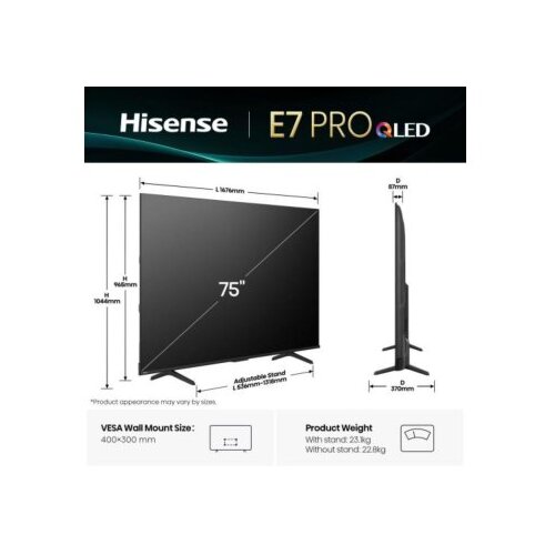 Hisense TV QLED 75E7Q PRO Quantum Dot, (6942351416885) Slike