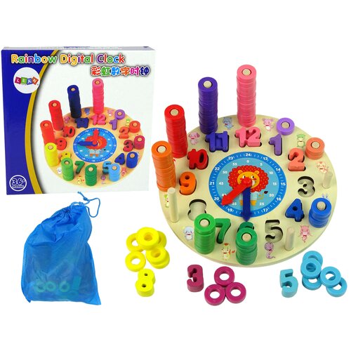 Lean Toys izobraževalna lesena ura za otroke, barve, oblike, učenje &amp;scaron;tetja Slike
