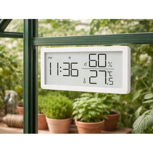  lcd termometar higrometar sat 10cm bijeli Slike