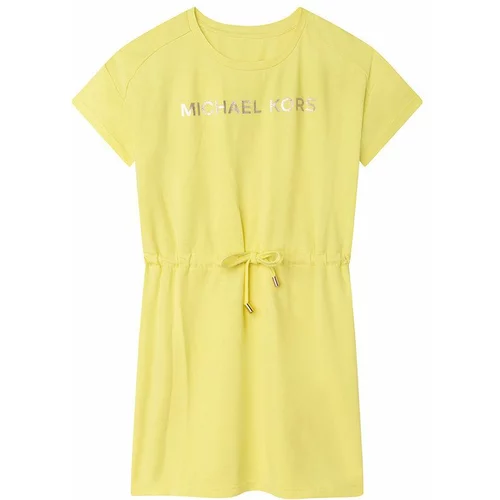 Michael Kors Dječja pamučna haljina boja: žuta, mini, širi se prema dolje