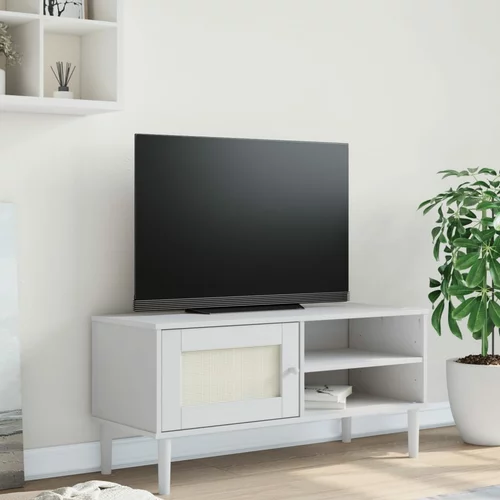 TV ormarić SENJA izgled ratana bijeli 106x40x49 cm od borovine