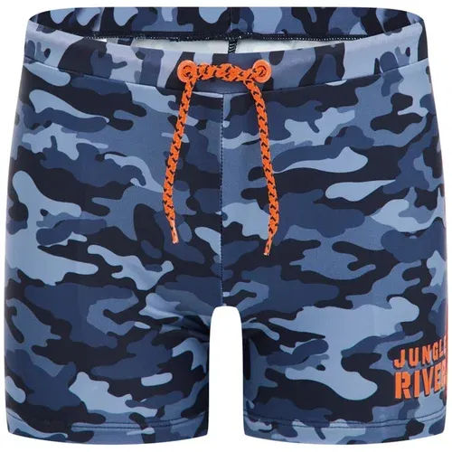 WE Fashion Kratke kopalne hlače marine / mornarska / dimno modra / oranžna