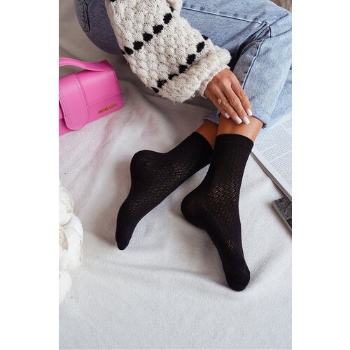 Milena Ladies Lace Socks Black Slike