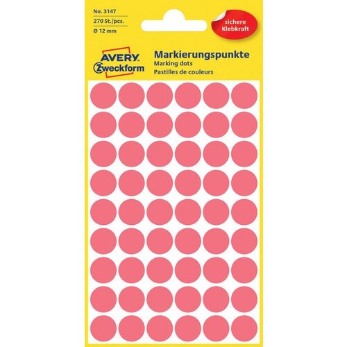  Etikete zweckform okrogle fi-12mm ZWECKFORM - 3147 RDEČE NEON Slike