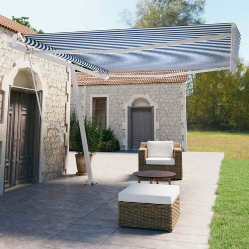 vidaXL Prostostoječa avtomatska tenda 450x350 cm modra/bela Cene