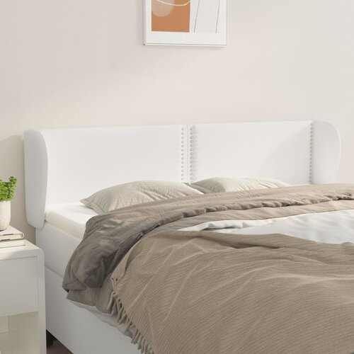 VidaXL Uzglavlje s u&amp;scaron;ima bijeli 147x23x78/88 cm od umjetne kože Slike