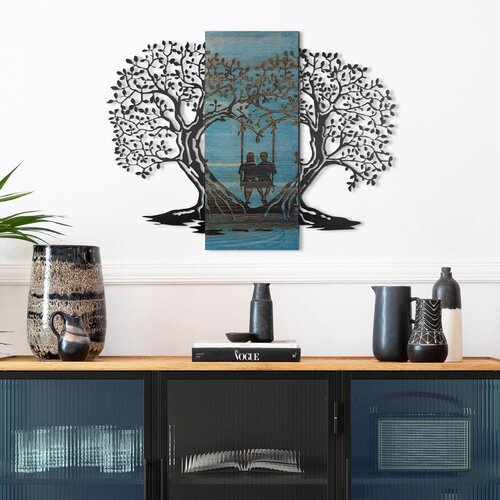 Wallxpert Sogno Forestale -3 BlueBlack Decorative Wooden Wall Accessory Cene
