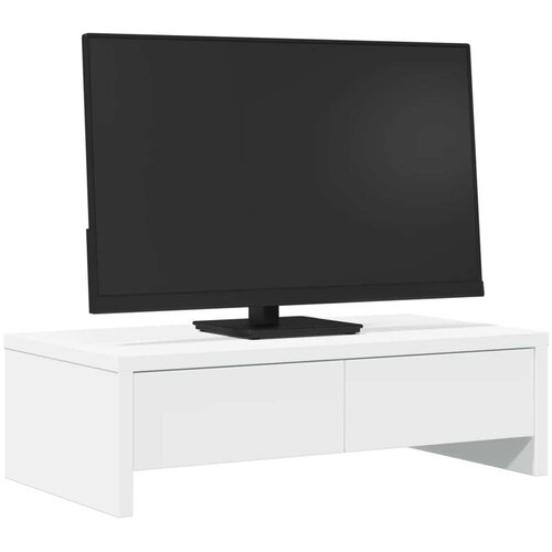 VidaXL Stalak za monitor s ladicama bijeli 50 x 27 x 15 cm drveni Slike