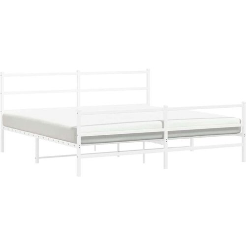 VidaXL Metalni okvir kreveta uzglavlje i podnožje bijeli 193 x 203 cm Slike