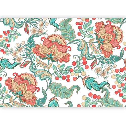  Foto tapeta - Ethnic vegetation - plant motif with ornaments in coloured flowers 490x350 Slike