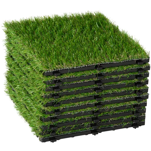Outsunny Sintetična trava za vrt Komplet 10 kosov umetne umetne trave na prostem, (20755471)