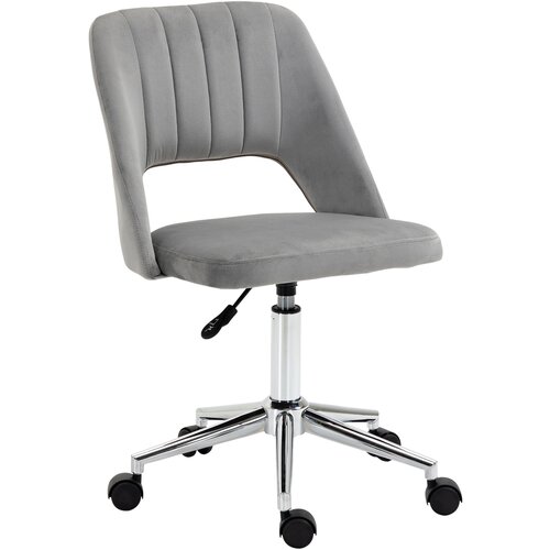 Vinsetto Ergonomski vrtljivi pisarni&amp;scaron;ki stol, oblazinjen pisarni&amp;scaron;ki stol z nastavljivo vi&amp;scaron;ino, siv 49x54x79-91cm, (20727993) Slike