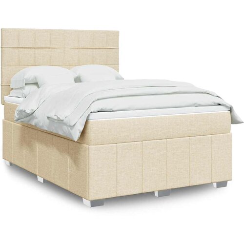  Krevet s oprugama i madracem krem 140 x 190 cm od tkanine Cijene
