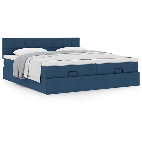 VidaXL Otomanski okvir kreveta s madracima plavi 200x200cm tkanine Slike