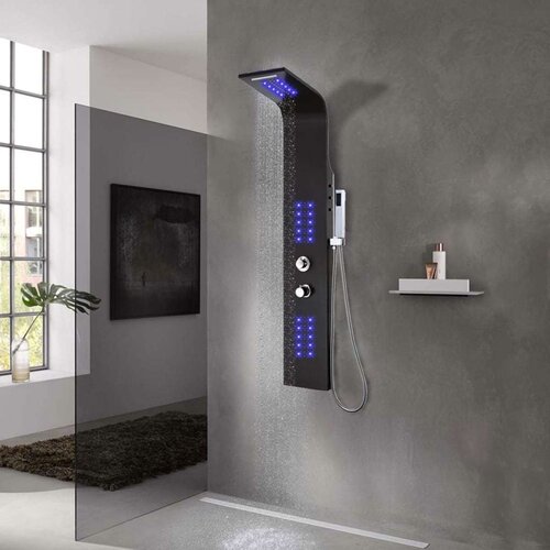 vidaXL Panel za tuš enota aluminij 20x44x130 cm črni Cene