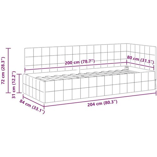 VidaXL kutni okvir kreveta s uzglavljem krema 80 x 200 cm bar&amp;scaron;un Slike