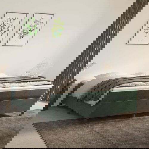VidaXL Krevet s oprugama i madracem tamnozeleni 160x200 cm bar&amp;scaron;unasti Slike