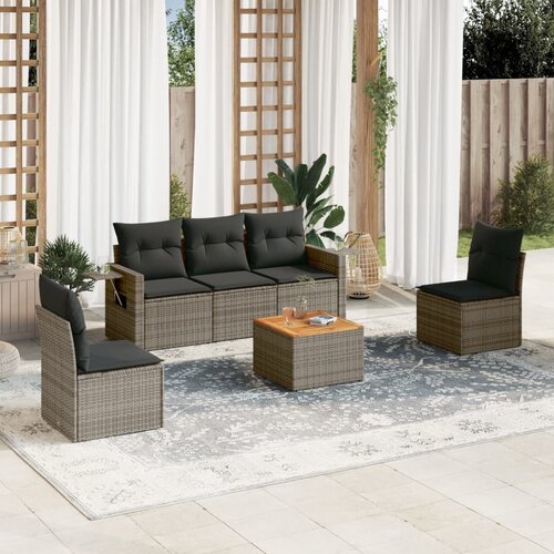 vidaXL 6-dijelni set vrtnih sofa od poliratana s jastucima sivi Cijene