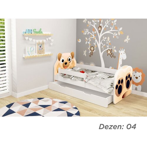 Olimp Sport krevet za decu animals 160X80 cm sa dodatnom fiokom white 6 dezena Slike