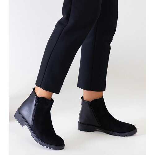 Gemre Black eco-suede platform ankle boots Kirla Cene