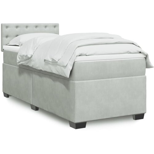 VidaXL Box spring krevet s madracem svjetlosivi 80 x 200 cm bar&amp;scaron;unasti Slike