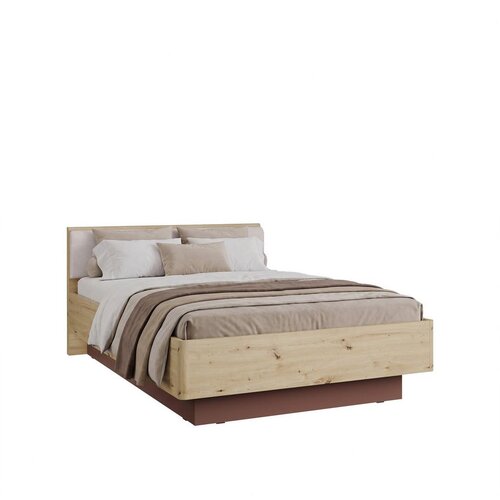 CARRYHOME Postelja Raven, Barva Hrasta, Terakota, 140x200 Slike